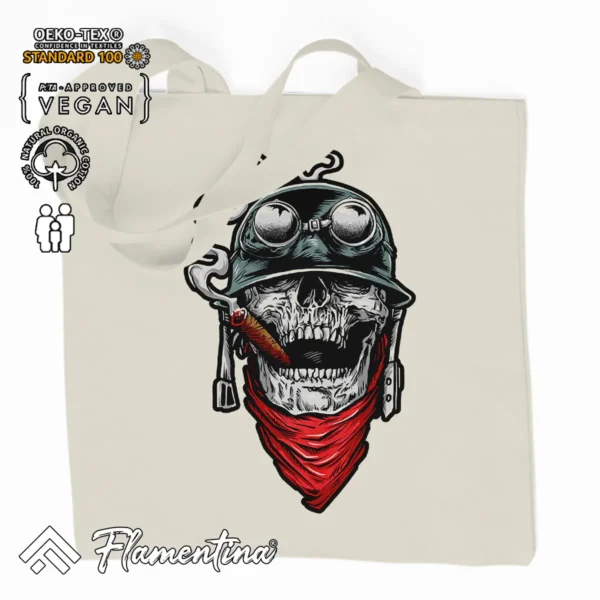 Aviator Skull Organic Tote Bag - Image 2