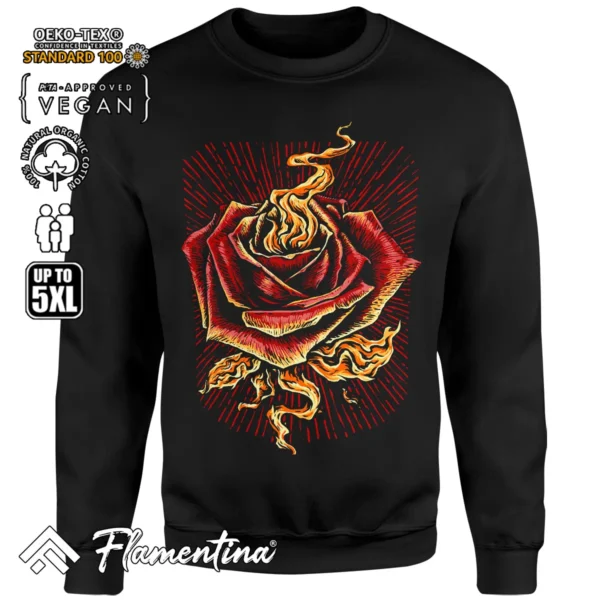 Burning Rose Sweatshirt Hoodie - Image 4