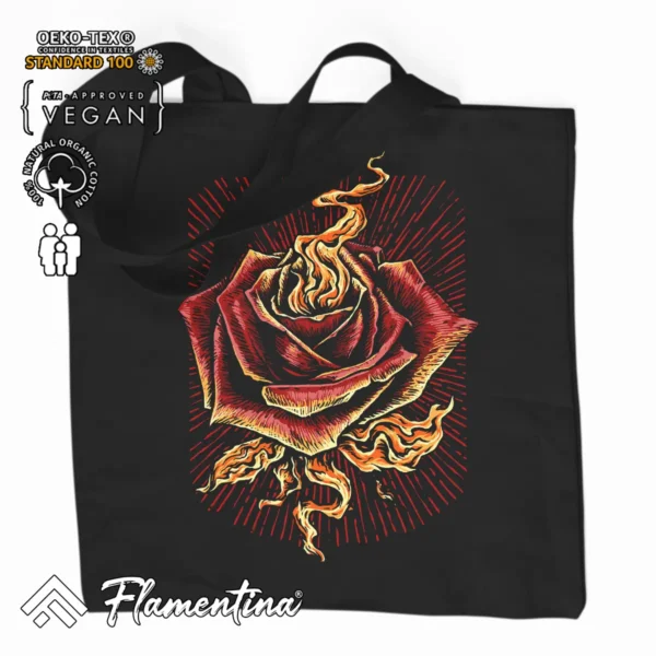 Burning Rose Organic Tote Bag