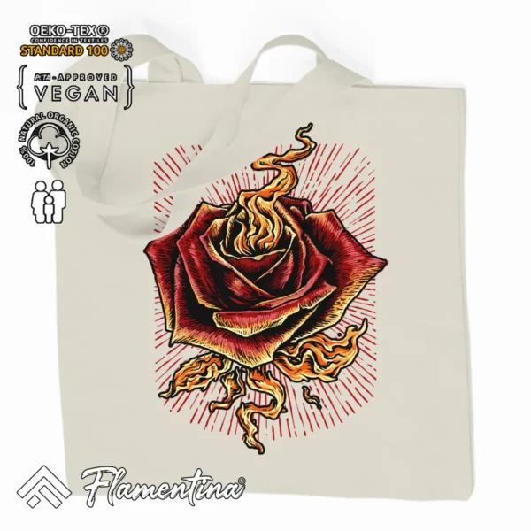 Burning Rose Organic Tote Bag - Image 2