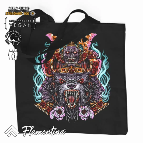 Samurai Wolf Organic Tote Bag