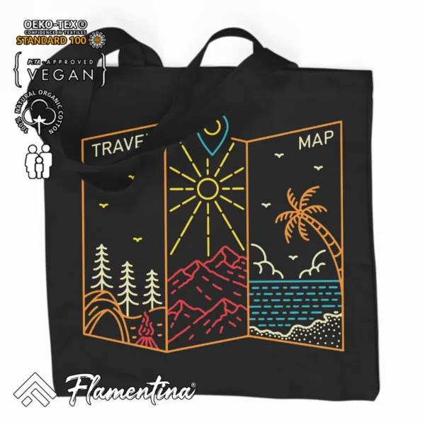 Travel Map Organic Tote Bag