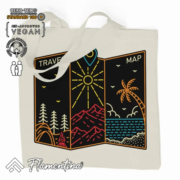 Travel Map Organic Tote Bag - Image 2